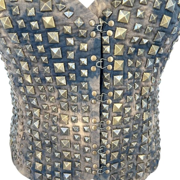 Cecilia De Bucourt Studded Vest Brown Black Tie-Dye Size Medium NWT - Picture 3 of 12